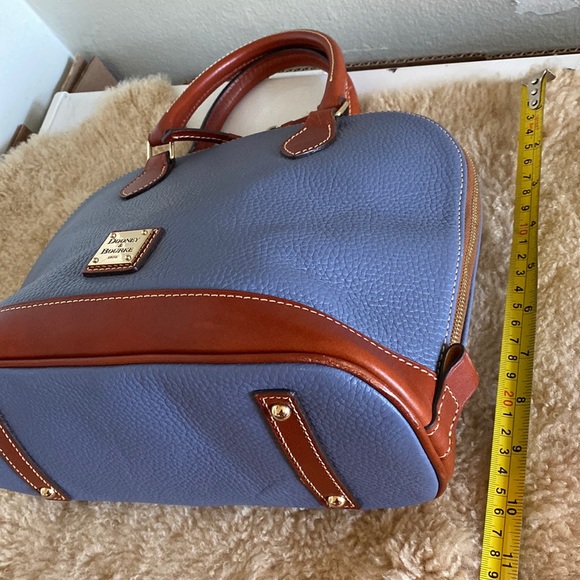 Dooney & Bourke Pebble Grain Zip Zip Satchel in Blue and Brown - Picture 6 of 15